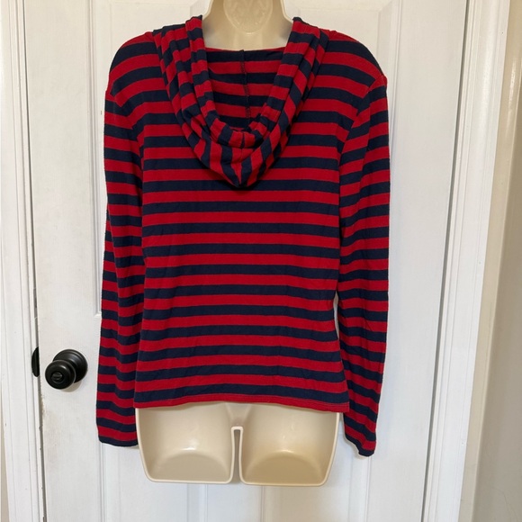 NWT Generation Love Red Navy Striped Hooded Knit Top Hoodie Tee M - Picture 3 of 7